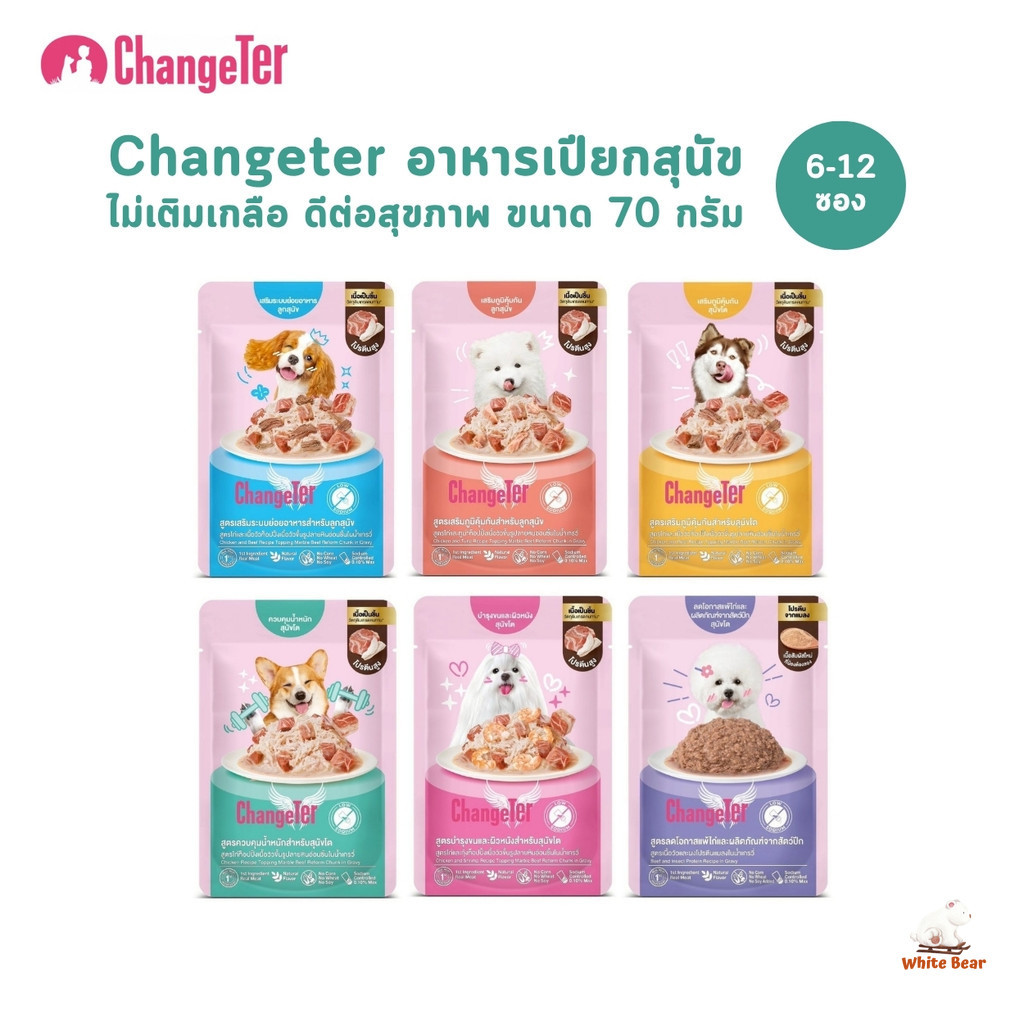 Changeter Marble Beef [6-12 ซอง] อาหารเปียกสุนัข ไม่ทำร้ายไต ไม่เติมเกลือ เพื่อสุขภาพ ขนาด 70 กรัม