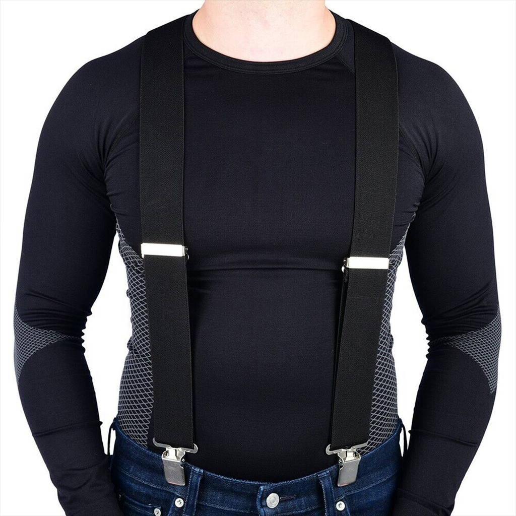 Brighthor Heavy Duty ขนาดใหญ่ Suspenders สําหรับชายทํางานกลางแจ้ง กว้าง 3.5 ซม. 4 คลิปที่แข็งแกร่ง ปรับได้ สายรัดกางเกง - รูปที่ 2