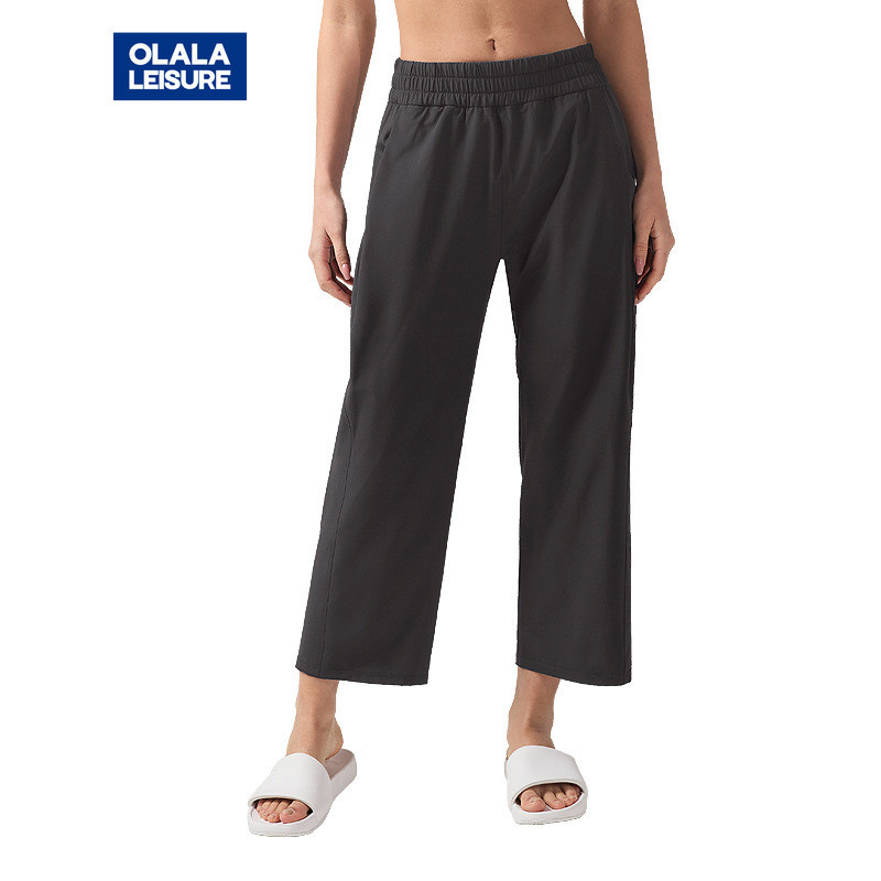 OLaLa Leisure  Casual Yoga Sports Pants Cropped Pants Side Pockets Draped Quick Dry