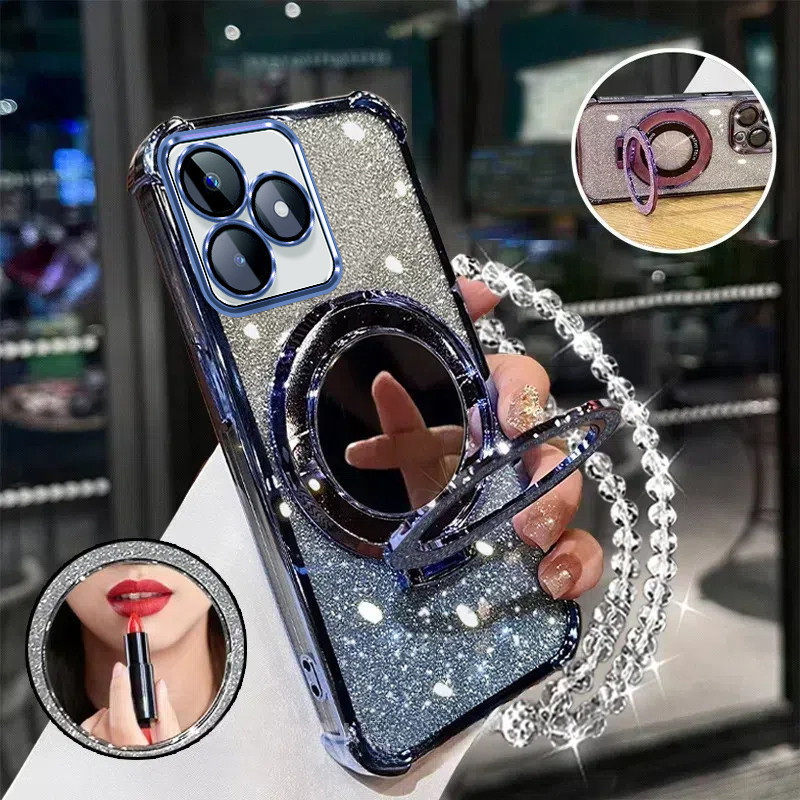 เคสสําหรับRealme C53 C51 C63 C61,NOTE 50 สี่มุมกันกระแทกเคสโทรศัพท์ 3Dกระจกแต่งหน้าผู้ถือสร้อยข้อมือใหม่Softcase ราคา ถูกที่สุด ดีลบีเคเค แกลเลอรีภาพที่ 3