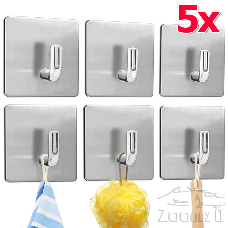 1-5 ชิ้น Heavy Duty ตะขอติดผนัง-กันน้ําสแตนเลสแขวนสําหรับแขวนเสื้อ,หมวก,ผ้าขนหนู-ห้องน้ําห้องครัว Organizer Hook