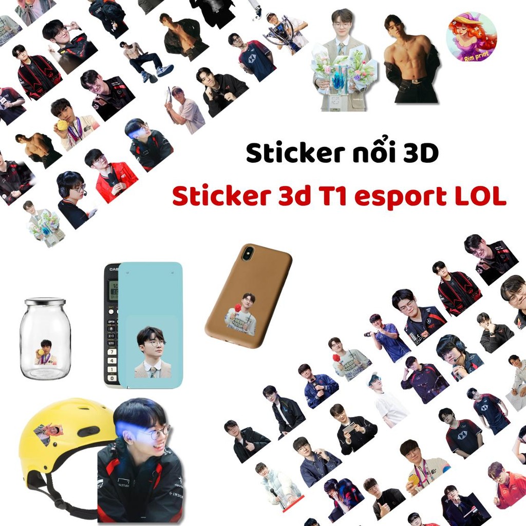 3d T1 esport LOL สติ๊กเกอร์สําหรับคอมพิวเตอร์และโทรศัพท์ กันน้ํา และกันรอยขีดข่วน