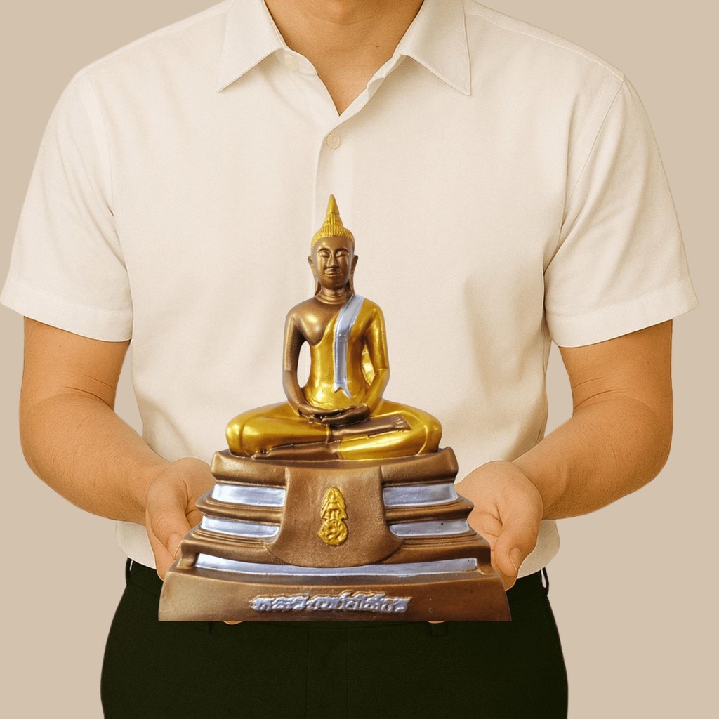 หลวงพ่อโสธร สี3K เนื้อเรซิ่น ขนาดหน้าตัก 5 นิ้ว หรือ (ขนาดกว้าง 7 นิ้ว สูง 9 นิ้ว) lekshop09 พร้อมส่