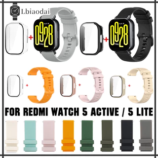 สายซิลิโคน+PC กรณี for Redmi Watch 5 Active / 5 Lite ร้อยข้อมือยางกระจกนิรภัยหน้าจอป้องกันกันชนอุปกรณ์เสริม