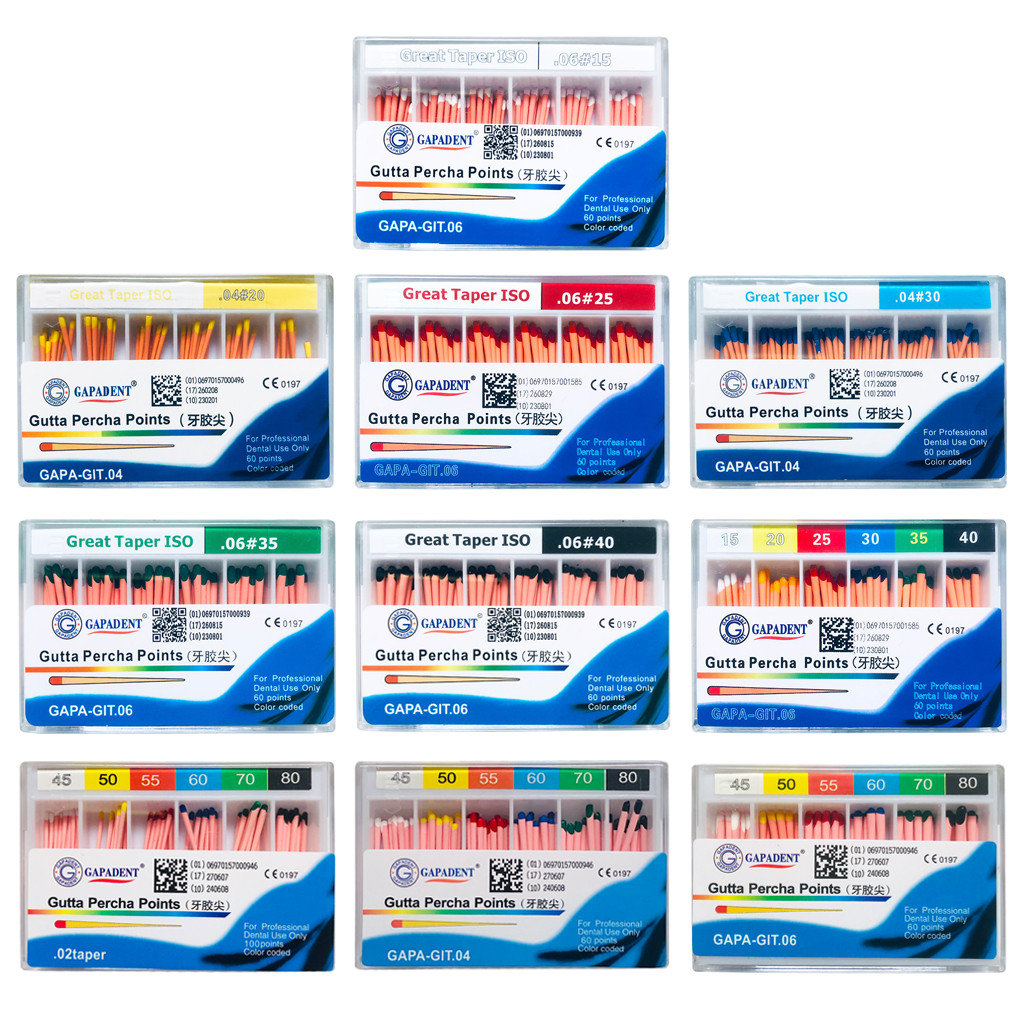 กล่องขาวTaper Gutta Percha Points 02 04 06 - เหมาะสําหรับ Root Canal Treatment