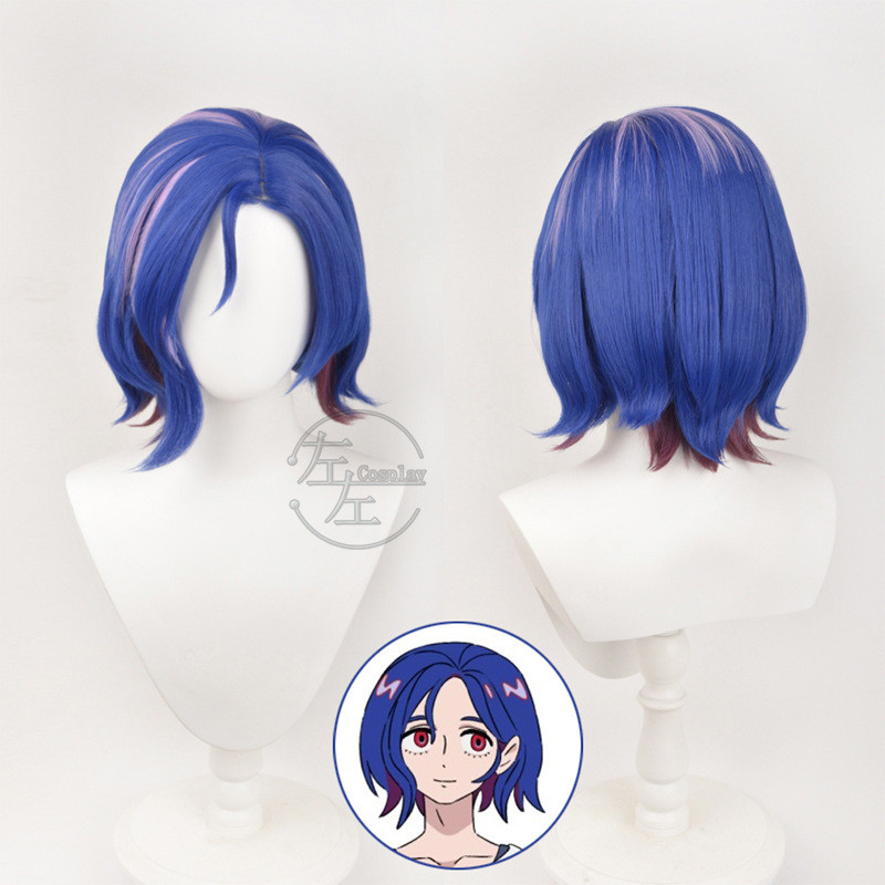 Shuji Ito วิกผมคอสเพลย์ Mobile Suit Gundam GQuuux สั้นสีฟ้าผสมสีชมพูผมสังเคราะห์ทนความร้อน