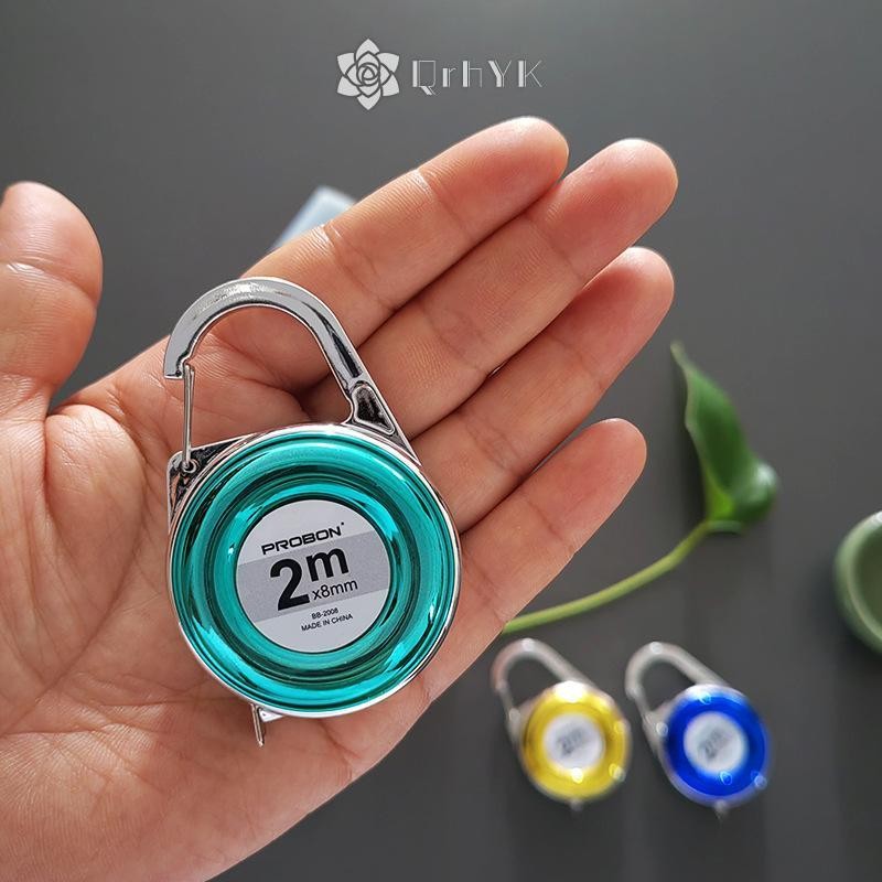 QrhYK พวงกุญแจเทปวัด 2 M ไม้บรรทัดเหล็กขนาดเล็กอเนกประสงค์ของขวัญไม้บรรทัดขนาดกะทัดรัดเครื่องมือวัดสําหรับ Home & Office ใหม่
