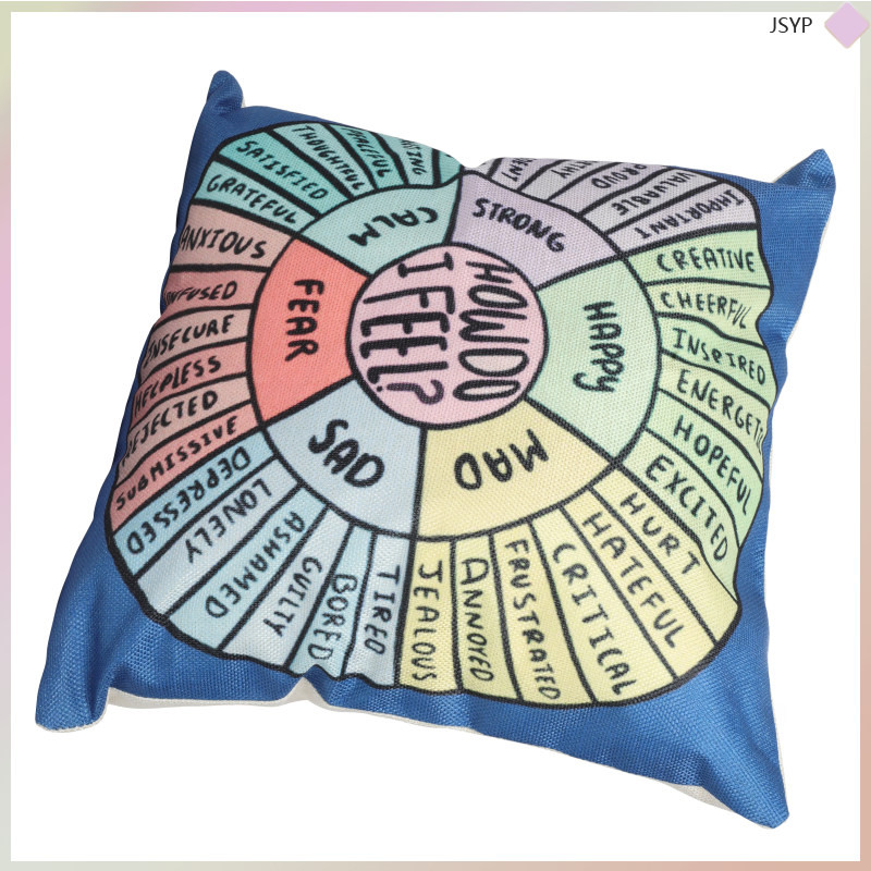 📦 Feeling Wheel Print ปลอกหมอนทรงสี่เหลี่ยม ผ้าฝ้าย สำหรับบ้าน สำนักงาน ตกแต่งโซฟา สบาย ซิปปลอกหมอน 