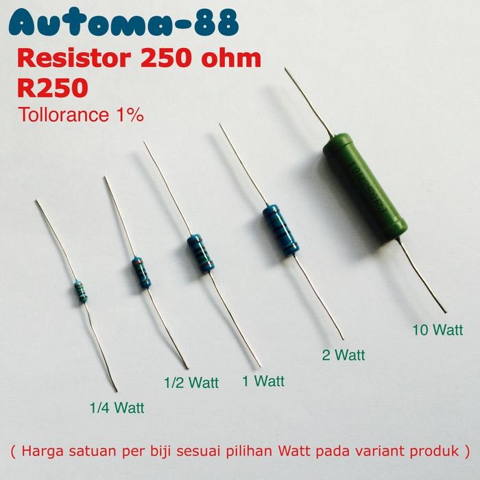 LT68 - ตัวต้านทาน R-250 Ohm 1/4W 1/2W 1W 2W 10W 1% R250 0.5 10 5 2 1 0.25 วัตต์ - 1/4W