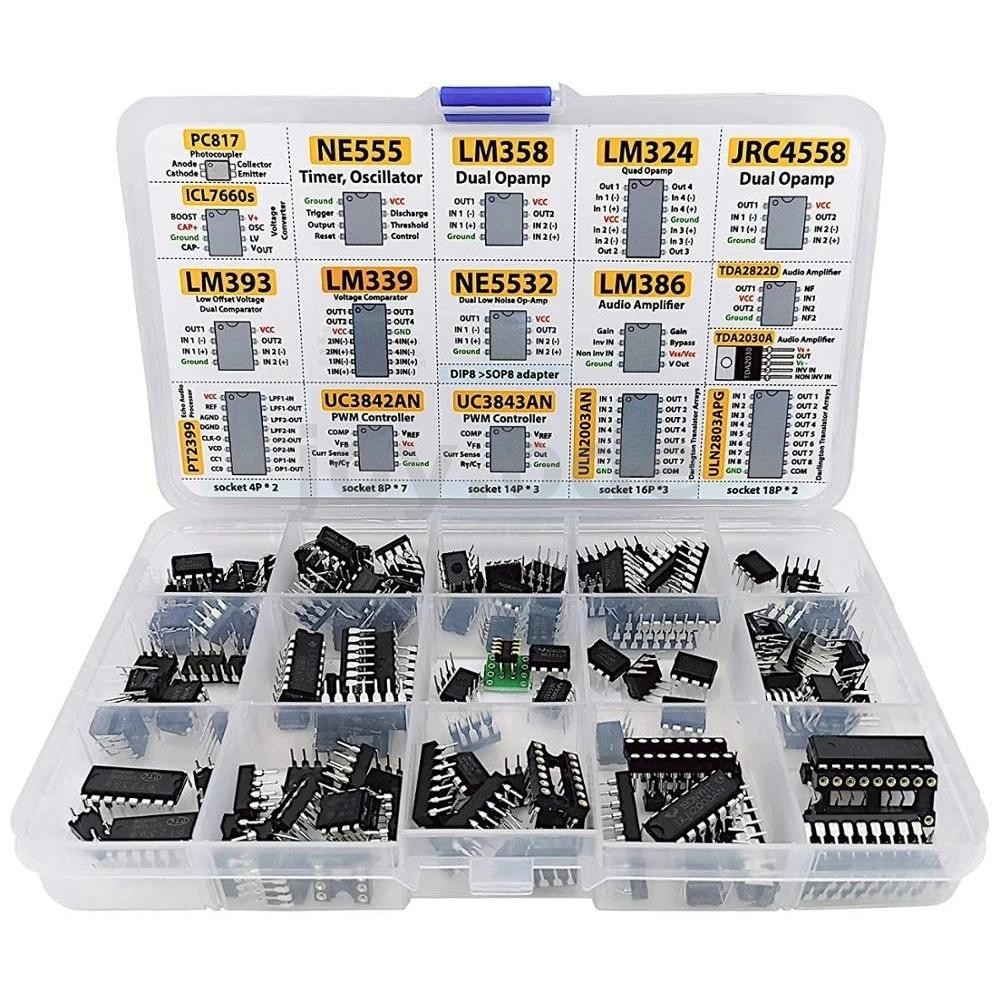 150 ชิ้น IC ชิป Assortment Kit Opamps Osciler PWM NE555 LM358 LM324 TDA2030 UC3842 ULN2003 พร้อมซ็อก