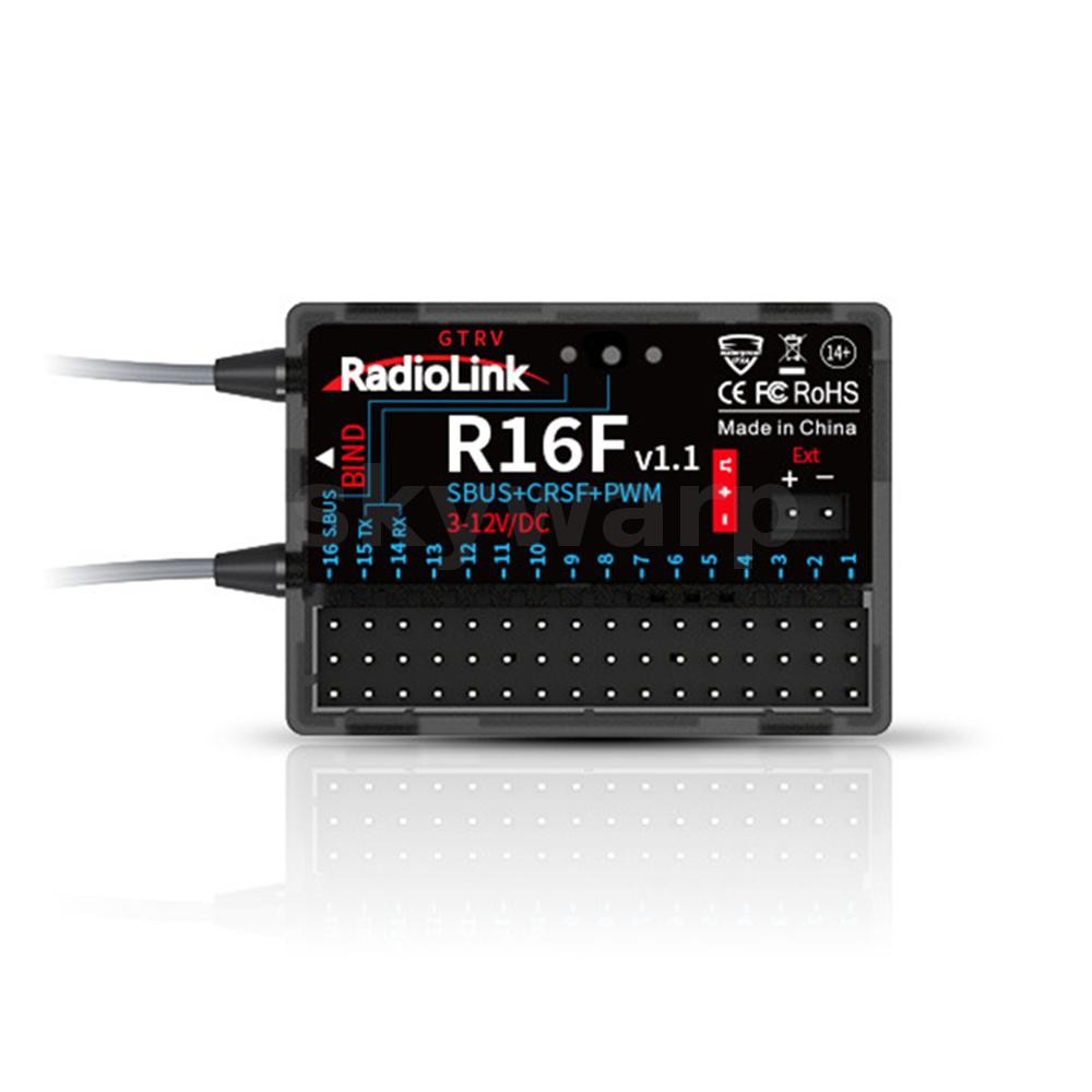 RadioLink R16F 2.4GHz 16CH Receiver รองรับ SBUS CRSF PWM สําหรับ T16D/T12D/T8FB/T8S/RC8X/RC6GS V3/RC