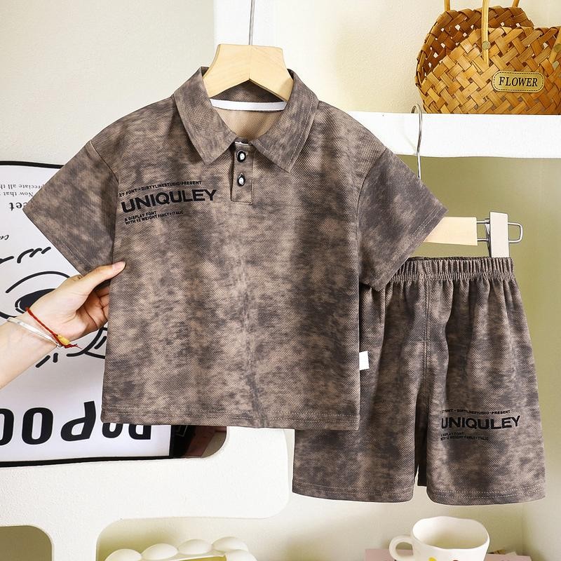 MooDeng Baby ชุดเสื้อโปโลเด็ก เสื้อแขนสั้น และกางเกงขาสั้น สไตล์เกาหลี ใหม่ เด็กชาย ฤดูร้อน - 2