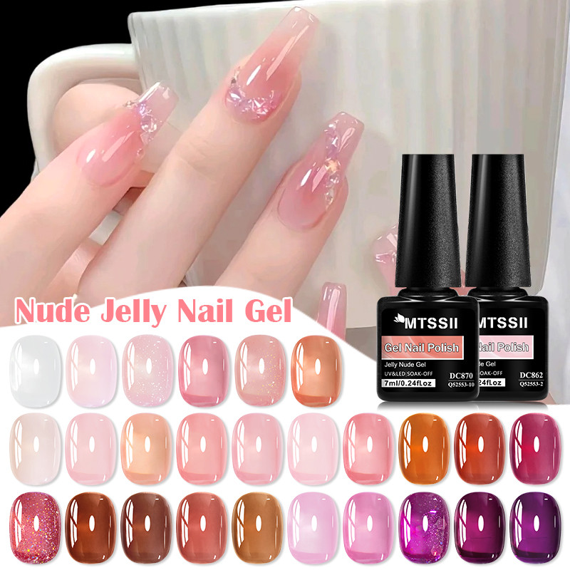 MTSSII Jelly Nude Gel ยาทาเล็บ Vernis โปร่งแสงกึ่งถาวรเล็บเจลแต่งเล็บ UV LED Gel 7ml