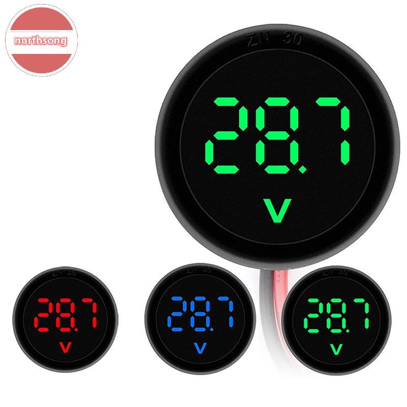 NOR DC 4-100V LED จอแสดงผลดิจิตอลรอบสองสายโวลต์มิเตอร์ DC ดิจิตอลรถแรงดันไฟฟ้า Current Meter โวลต์เครื่องตรวจจับเครื่องทดสอบ Pane TH