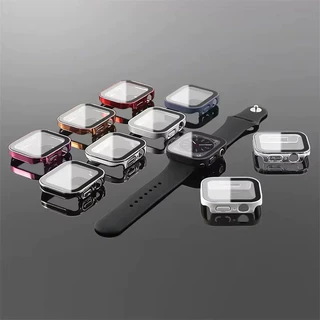 ปกกระจกนิรภัย PC กรณีแข็ง for IWatch Apple Watch Ultra/SE 3 2 Series 11 10 9 8 7 6 5 4 3 49mm 46mm 45 41mm 42 38mm 40mm