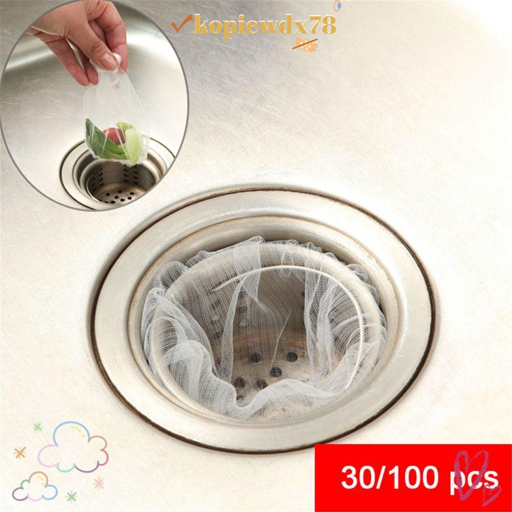 KOPIEWDX78 30/100 ชิ้นท่อระบายน้ําห้องครัวท่อระบายน้ําผมแยกถุงขยะสารตกค้าง Collector