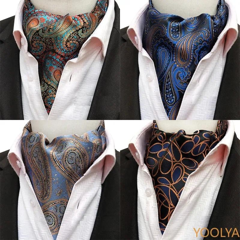 Mens Ascot เนคไท Paisley ดอกไม้ Ties สําหรับ Man Cravat สําหรับงานแต่งงานธุรกิจอุปกรณ์เสริม