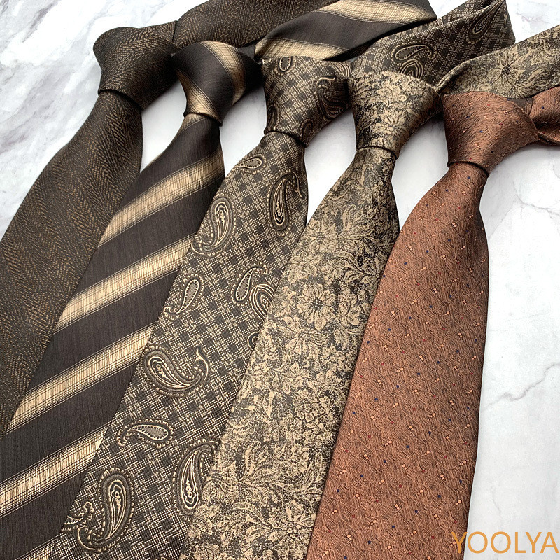 ใหม่สีกาแฟ Tie สําหรับ Man ผู้ชายสวมใส่อย่างเป็นทางการธุรกิจ Casual แฟชั่นสีกากีหรูหราเนคไทงานแต่งงานทุกวันชุด