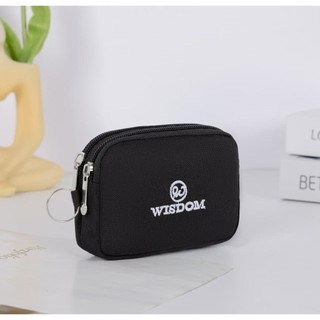 Summer new women's fashion black coin purse 2 zipper mini wallet new style unisex