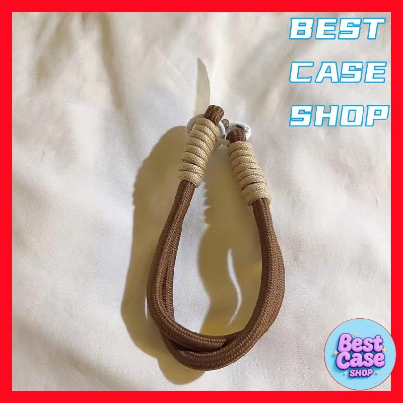 Phone Lanyard สายคล้องโทรศัพท์มือถือ สไตล์วินเทจ Weave เชือกเส้นเล็ก แบบถัก สีน้ําตาล สีดํา สีขาว แบบเรียบง่าย Macarons