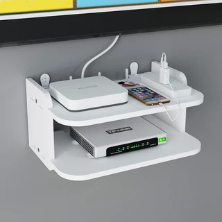 ชั้นวางติดผนัง ที่วางกล่องwifi ชั้นวางเราเตอร์ไม่เจาะผนัง PVC Router Rack