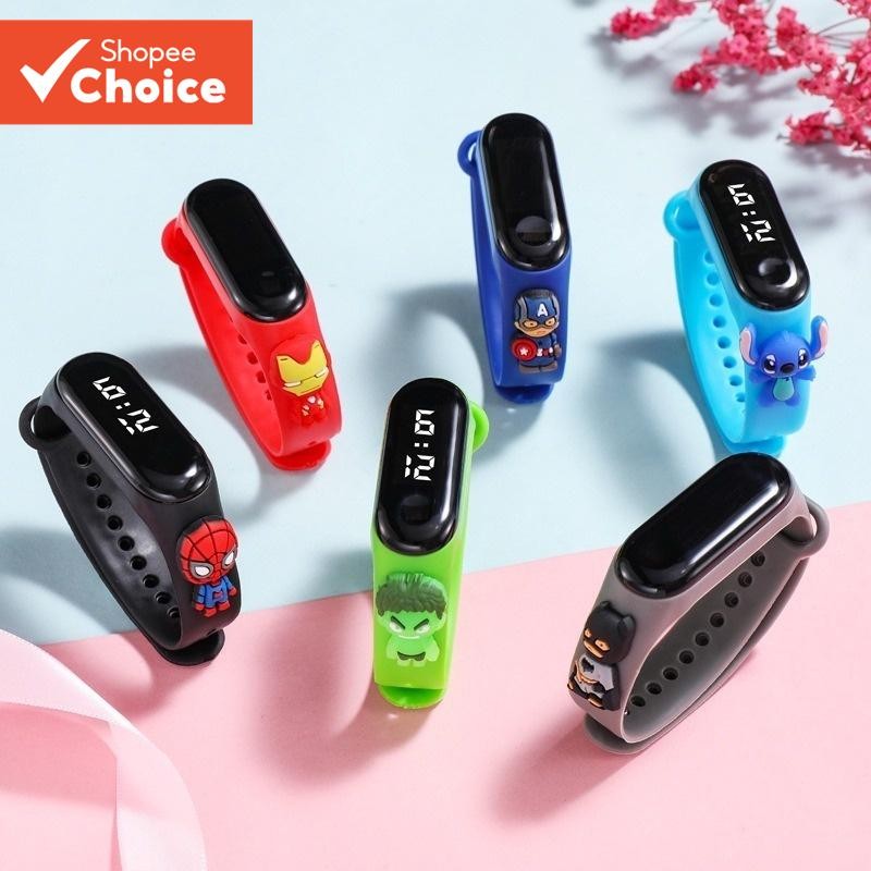 การ์ตูน LED Digital Sports Watch นาฬิกาข้อมือกันน้ํา Spiderman Pikachu สําหรับชายหญิงโรงเรียน, ของขวัญสําหรับเด็ก