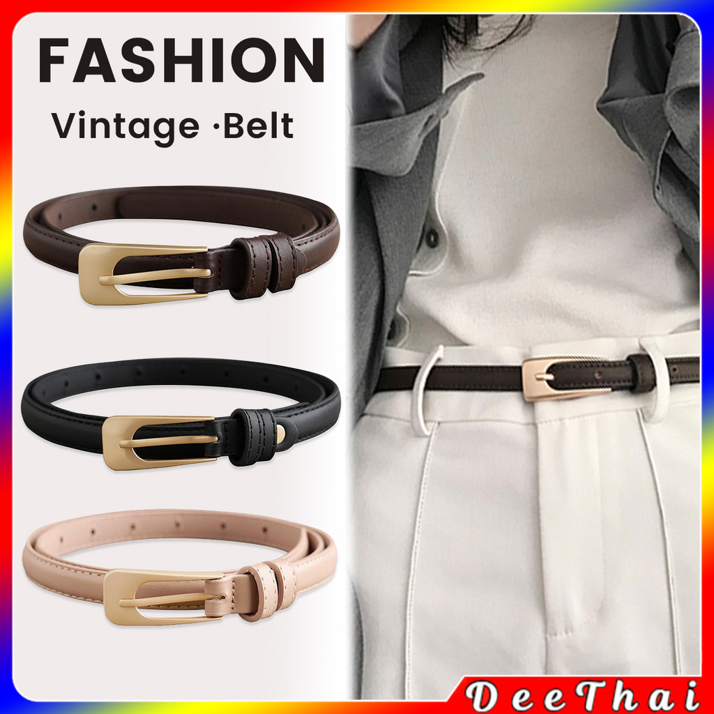 DeeThai เข็มขัด​ผู้หญิง เข็มขัดแฟชั่น หนัง PU สำหรับผู้หญิง แนววินเทจ เข็มขัด Belt