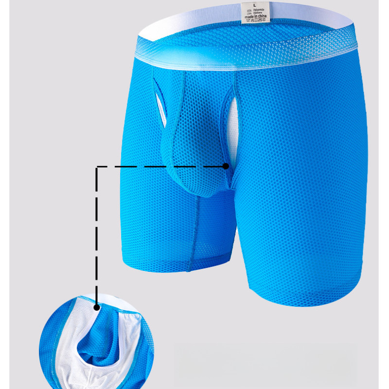 ผู้ชายรุ่นยาวพิเศษป้องกันการสึกหรอขารังผึ้งผ้าไหมน้ําแข็งนุ่มระบายอากาศกีฬานักมวยเยาวชน4042-TKC