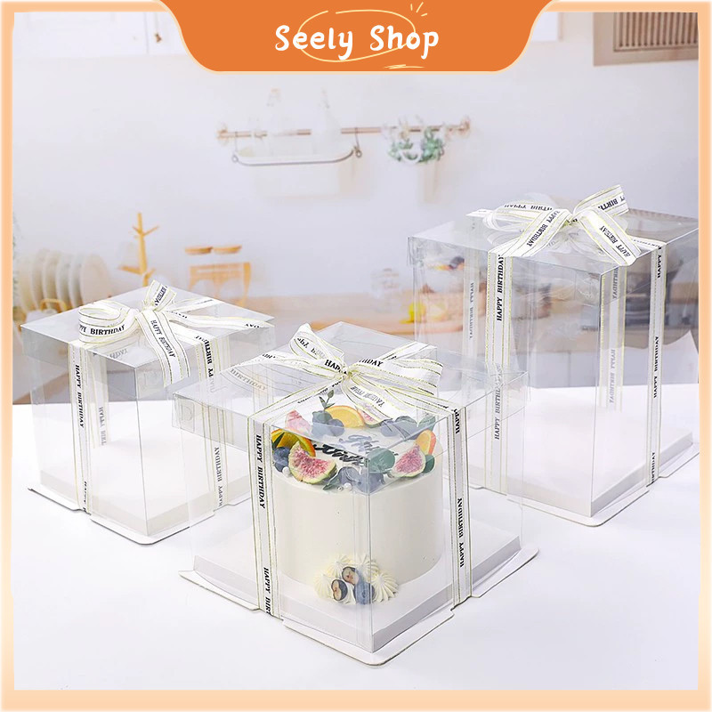 ʚɞ  seely.shop ʚɞ💥ส่งไว💥 กล่องบรรจุภัณฑ์เค้กใส 4 นิ้ว 6 นิ้ว 8 นิ้ว 10 นิ้ว กล่องบรรจุเค้กวันเกิด กล่องพลาสติก