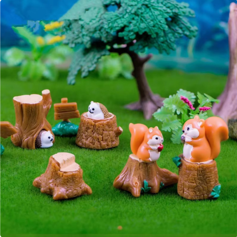 Miniature กระรอกท่องเที่ยวป้ายFigurineสัตว์ขนาดเล็กตกแต่งสําหรับบอนไซ Terrarium สวนเครื่องประดับ