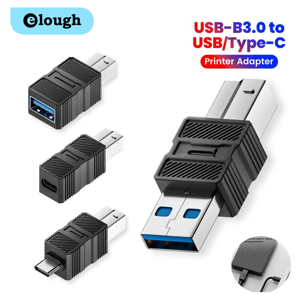 Elough USB B 3.0 ชาย USB A ประเภท C หญิงอะแดปเตอร์สําหรับเครื่องพิมพ์เครื่องสแกนเนอร์กล่องฮาร์ดไดรฟ์เครื่องถ่ายเอกสารข้อมูล Transfer USB เครื่องพิมพ์ Converter