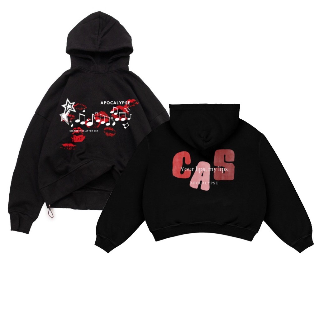 Pullover Hoodie Boxy Reglan Your Lips Apocalypse CAS Black