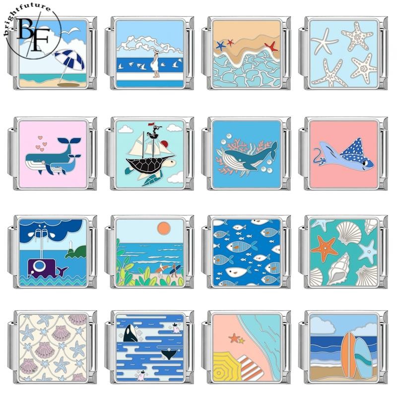 Seagull Beach Italian Charm สร้อยข้อมือ Fit 9 มม. สแตนเลส DIY เครื่องประดับ อุปกรณ์เสริม Retro บุคลิกภาพโมดูล