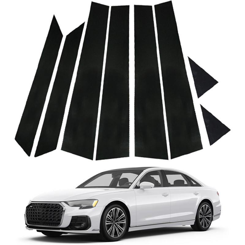 POSSBAY Fit สําหรับ Audi A8 D5/4N 2019-2023 สีดําเงาเสาโพสต์ประตูหน้าต่าง Trim ฝาครอบสติกเกอร์ชิ้นส่