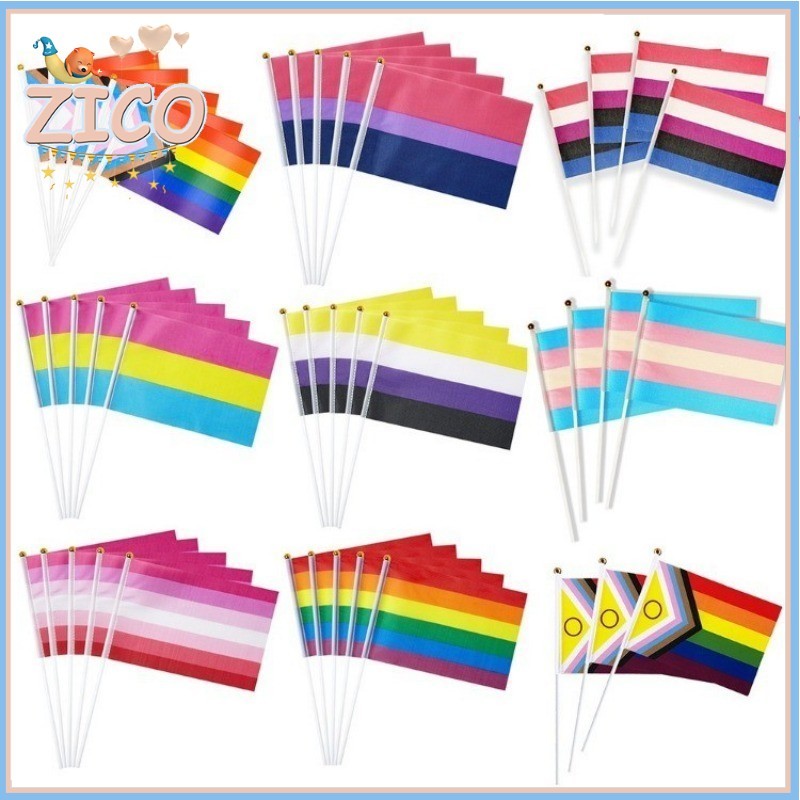ธงสีรุ้ง Pride Flags ขนาด 14x21 ซม. กันน้ำ ขบวนพาเหรดกรุงเทพฯ การเฉลิมฉลอง LGBTQ