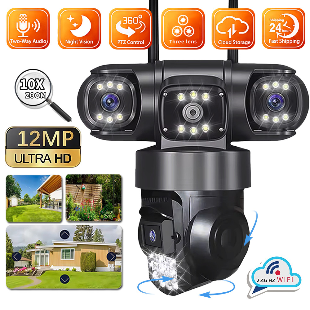 tdlกล้องวงจรปิด IP WIFI ไร้สายกลางแจ้ง Triple Lens 360 °ตรวจสอบการเฝ้าระวังวิดีโอป้องกันความปลอดภัย 