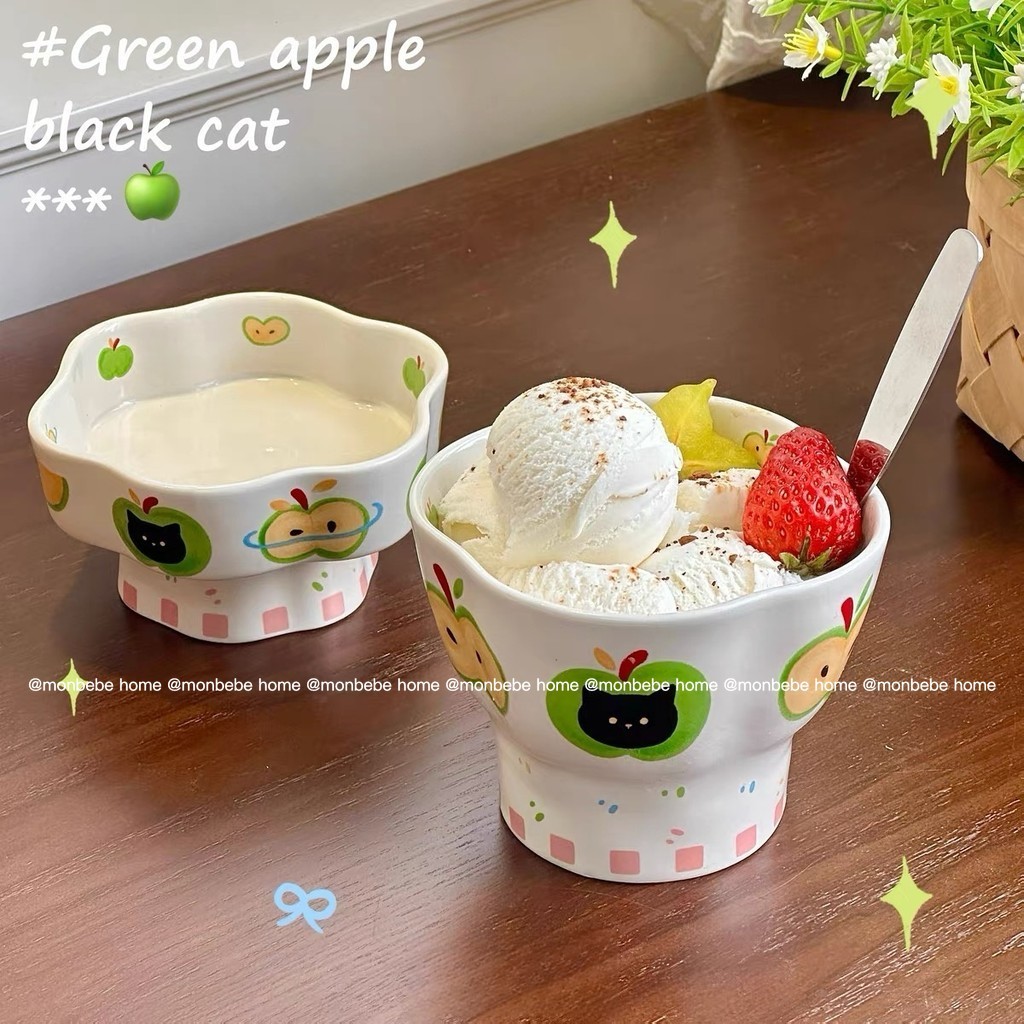 ชาม ชามเซรามิก ชามทรงสูง การส่งออกไปเกาหลีinsแมวสุนัขแอปเปิ้ล🍎 ชามไอศกรีม ชามสลัดผลไม้ พร้อมส่ง