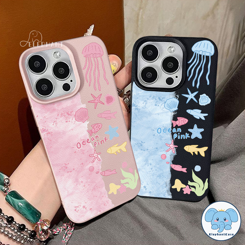 เคส Seaworld สุดสร้างสรรค์ สีชมพูและสีน้ำเงิน สำหรับ IPhone 15 17 air 11 16 13 12 14 Pro Max XR X XS Max 16 15 7 8 Plus
