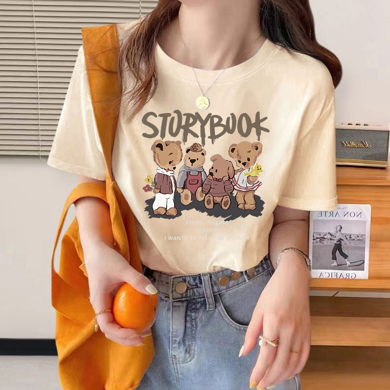 ✨Live Quality เสื้อยืดแขนสั้นผ้าฝ้ายแท้ American Retro 2024 ฤดูร้อนรอบคอ Slim-Fit Top 25.6.20 8EWJ