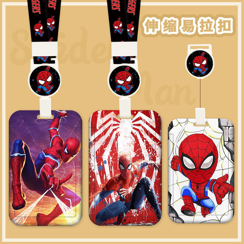การ์ตูนน่ารัก Spider Man เชือกยืดทํางานฝาครอบป้องกัน ID