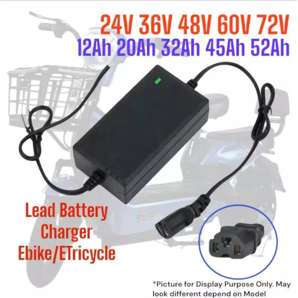 EBIKE แบตเตอรี่ CHARGER 24V 36V 48V 60V 72V 12AH 20AH 32AH 45AH 52AH 48V12AH ไฟฟ้า E-SCOOTER LEAD BA