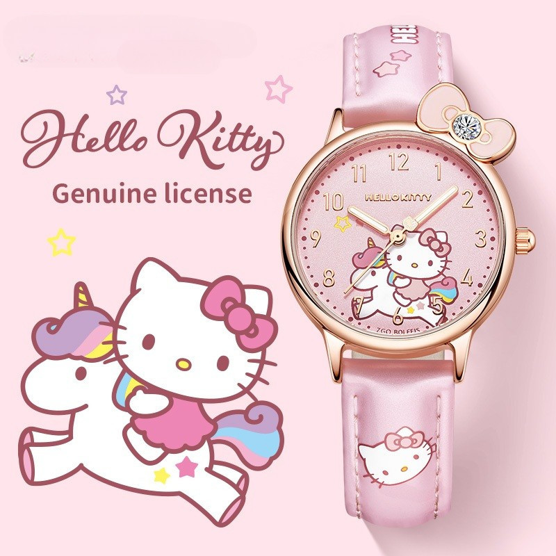 Hello Kitty นาฬิกาเด็ก หนังควอตซ์ การ์ตูน Cinnamoroll Sweety ของขวัญสําหรับเด็กผู้หญิง