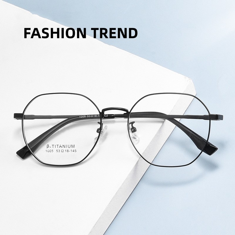 FIRADA ใหม่แฟชั่นแว่นตา Retro Polygonal ไทเทเนียมกรอบแว่นตา Prescription สําหรับผู้ชายและผู้หญิง 1005TH