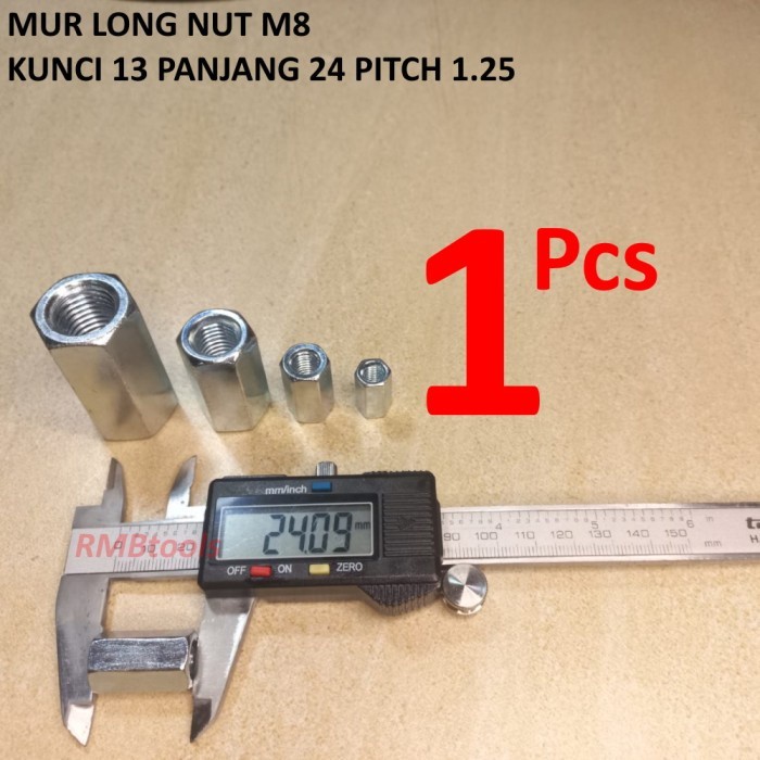 M8 LONG NUT KEY 13 LENGTH 24 PITCH 1.25