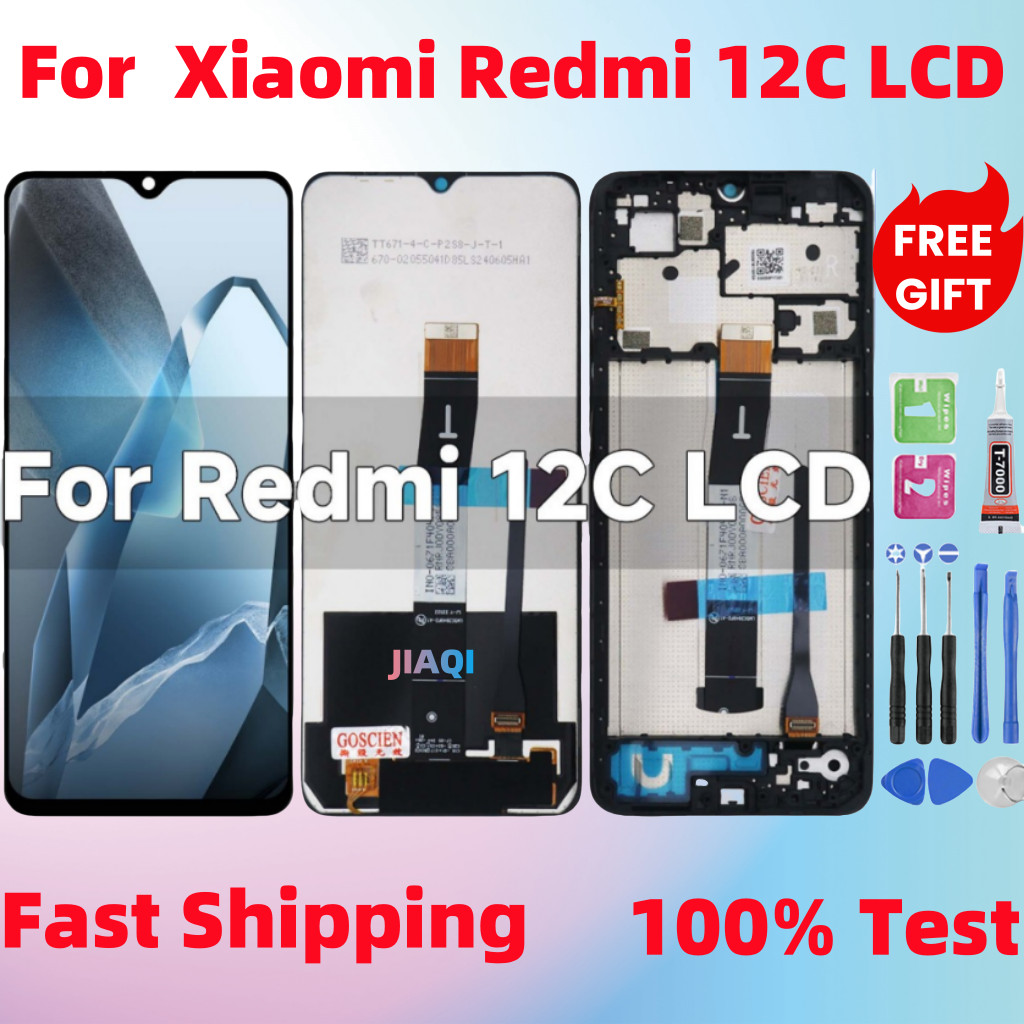 หน้าจอ LCD สําหรับ Xiaomi Redmi 12C จอแสดงผล LCD หน้าจอสัมผัสพร้อมกรอบเปลี่ยนสําหรับ 22120RN86G 2212