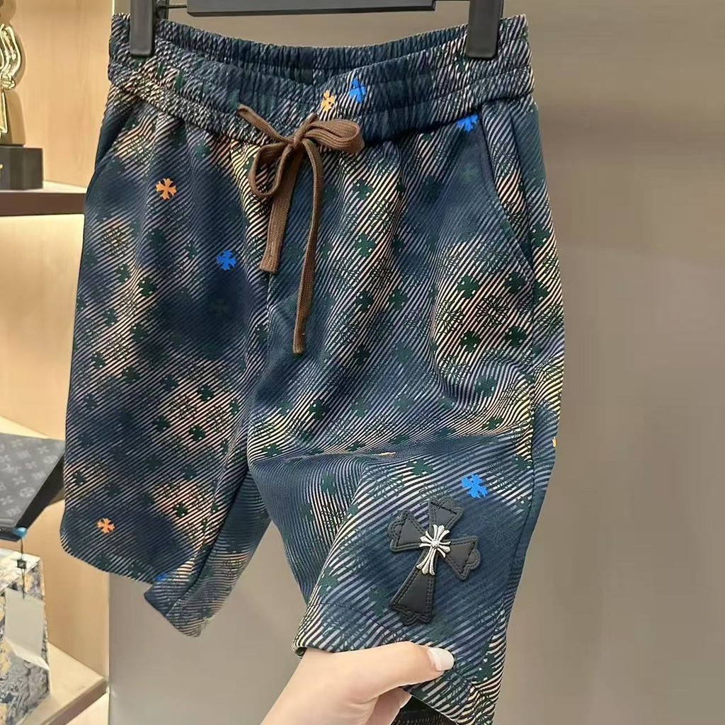 European Version High-End Boy Shorts Summer Luxury Quarter Casual Beach Shorts Street Wear All-Match Mens Thin Loose Pants [คลังสินค้าพร้อม]