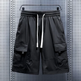 (M-5XL) กางเกงขาสั้นลำลอง กางเกงเอวยืด กางเกงขาสั้นแฟชั่นไซส์ใหญ่ สีทึบ มี 3 สีให้เลือก