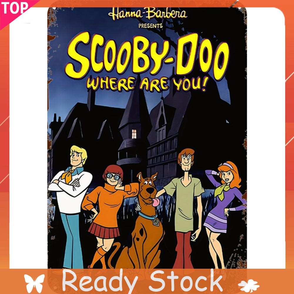 Vintage Metal Plate Scooby-Doo ภาพวาดเหล็กสี่เหลี่ยม Wall Art Decor20x30cm