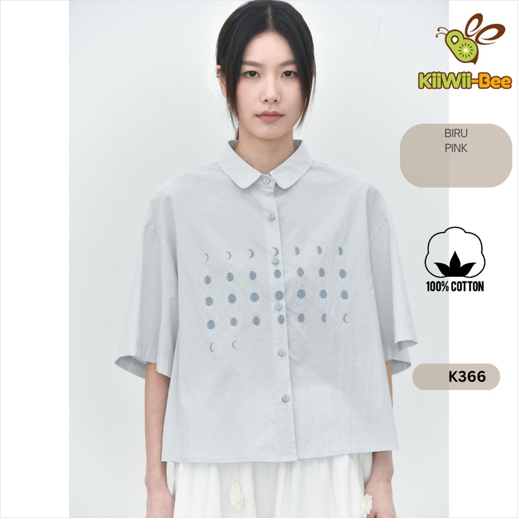 KEMEJA Banksia เสื้อจุดและพระจันทร์เสี้ยวผู้หญิง K366