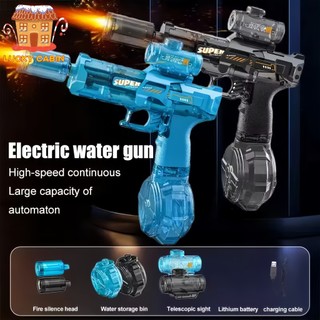 Lucky Cabin Pistol Air Berulang Listrik  Kolam Renang Luar Ruangan Mainan dengan Efek Cahaya Mainan Pistol Air Tembakan Anak Besa Mainan Pistol Air Listrik Mainan